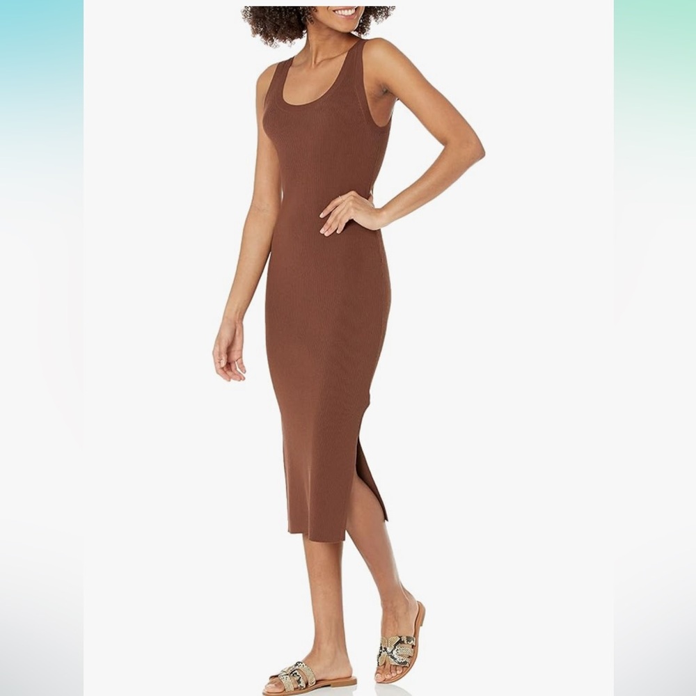 Nwt The Drop Brown Sleeveless Midi Dress